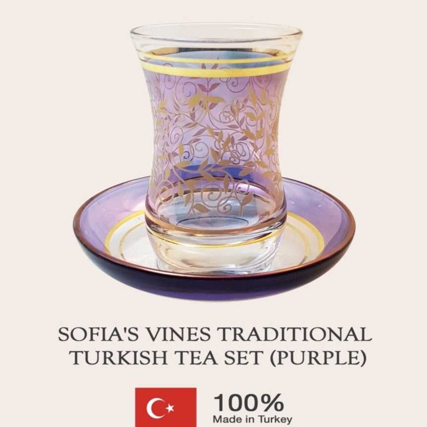 Sofia's Vines Traditional Turkish Tea Set (Purple)