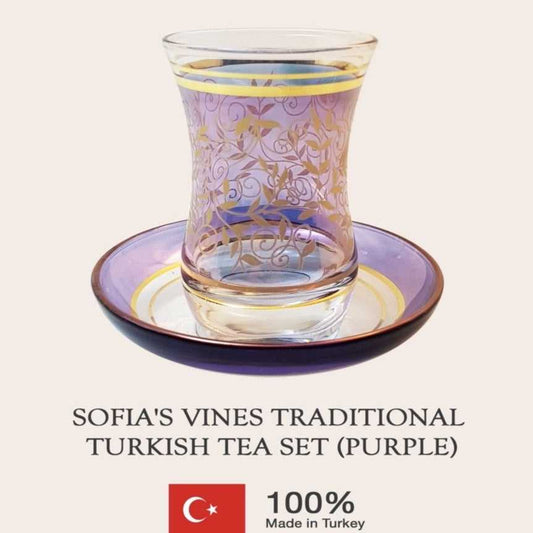 Sofia's Vines Traditional Turkish Tea Set (Purple)
