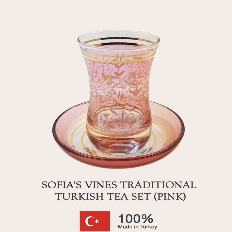 Sofia's Vines Traditional Turkish Tea Set (Pink)