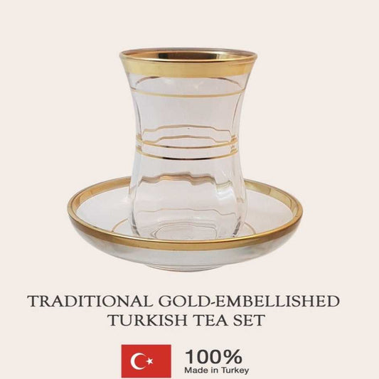 Traditional Gold-Embellished Turkish Tea Set