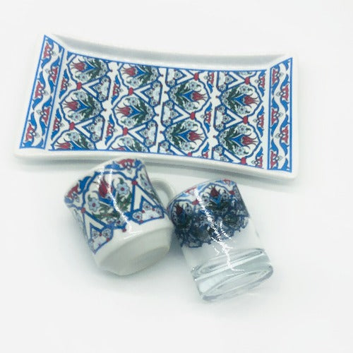 One Person Turkish Coffee Set "Blue Tulip"