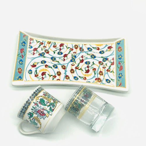 One Person Turkish Coffee Set "Red and Blue Clove"