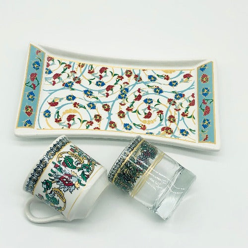 One Person Turkish Coffee Set "Red and Blue Clove"