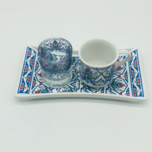 One Person Turkish Coffee Set "Blue Tulip"