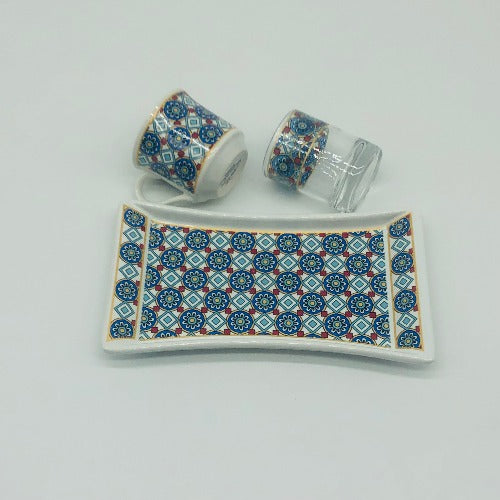 One Person Turkish Coffee Set "Blue Chamomile"