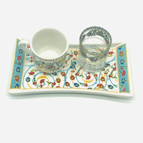 One Person Turkish Coffee Set "Red and Blue Clove"