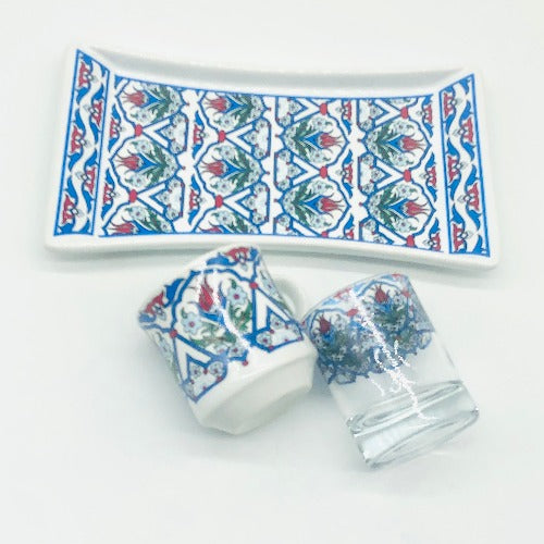 One Person Turkish Coffee Set "Blue Tulip"