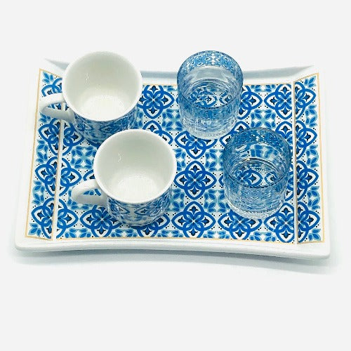 Two Person Turkish Coffee Set "Blue Mallow"