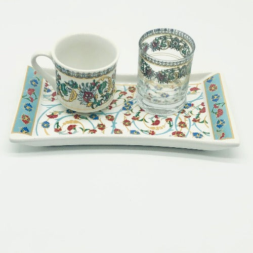 One Person Turkish Coffee Set "Red and Blue Clove"