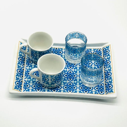 Two Person Turkish Coffee Set "Blue Mallow"